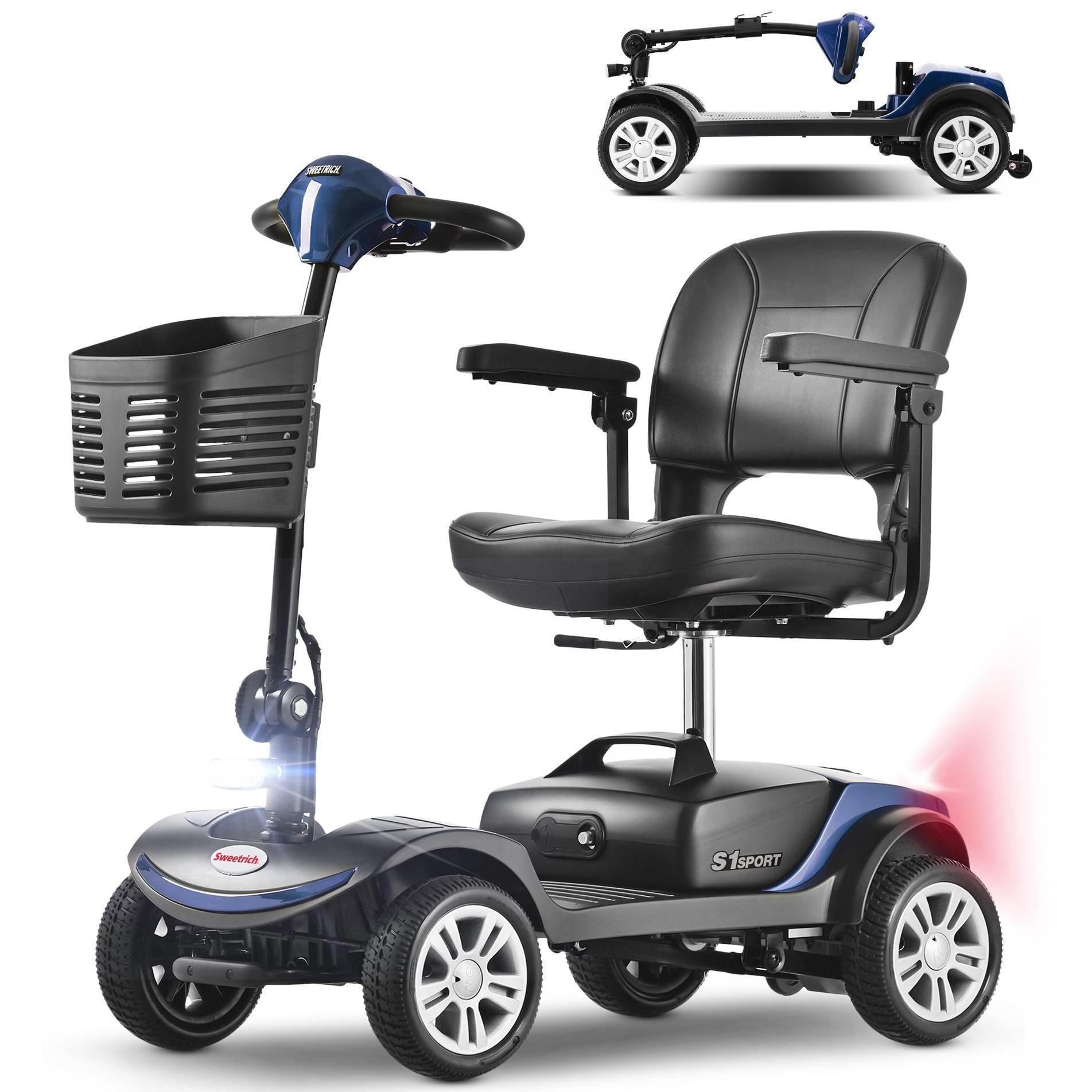 ELEKTROMOBIL faltbar Seniorenmobil,15-25 km,12Ah 4-Rad-Scooter,Blau - Blau, Metall (50/94.5/99cm) - LVHOM