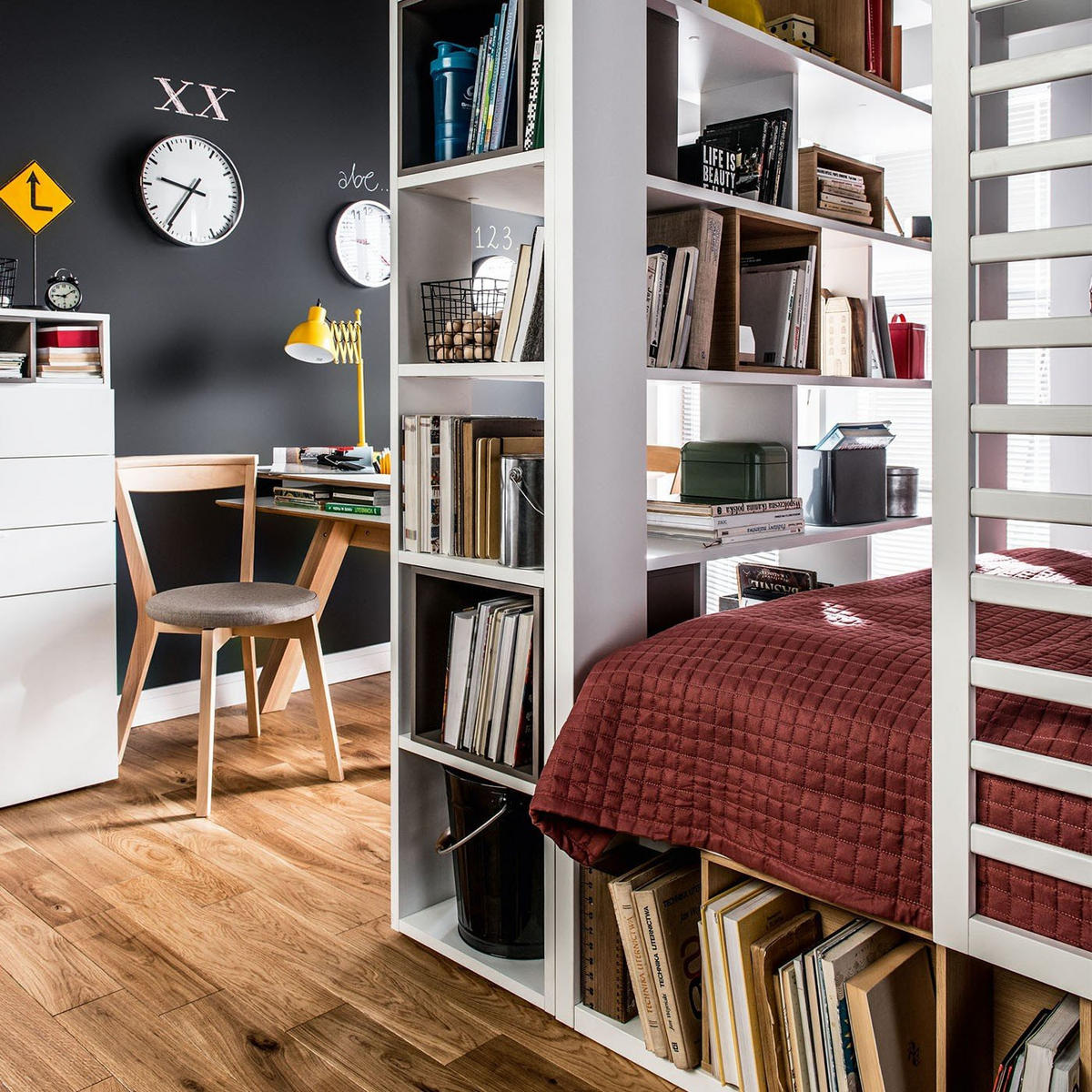 BÜCHERREGAL mit zahlreichen Ablagen H206 cm - 4YOU - Weiß, Holzwerkstoff (40.5/206/168cm) - Calicosy