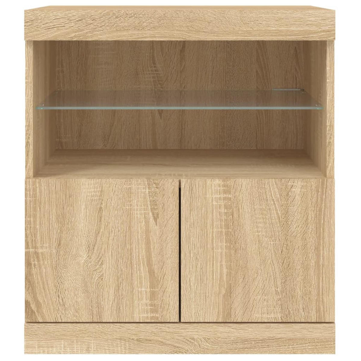 SIDEBOARD mit LED-Licht, 2 Türen 60/37/67 cm aus Holzwerkstoff Sonoma-Eiche Dekor - Sonoma Eiche, Holz (60/67/37cm) - vidaXL