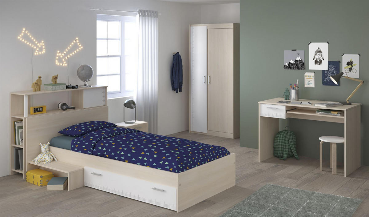 KINDERZIMMER-SET 4-tlg. Parisot Charly 15 Holzdekor Akazie/Weiß - Weiß/Akaziefarben, Kunststoff (100/1/200cm) - 58aufmkessel