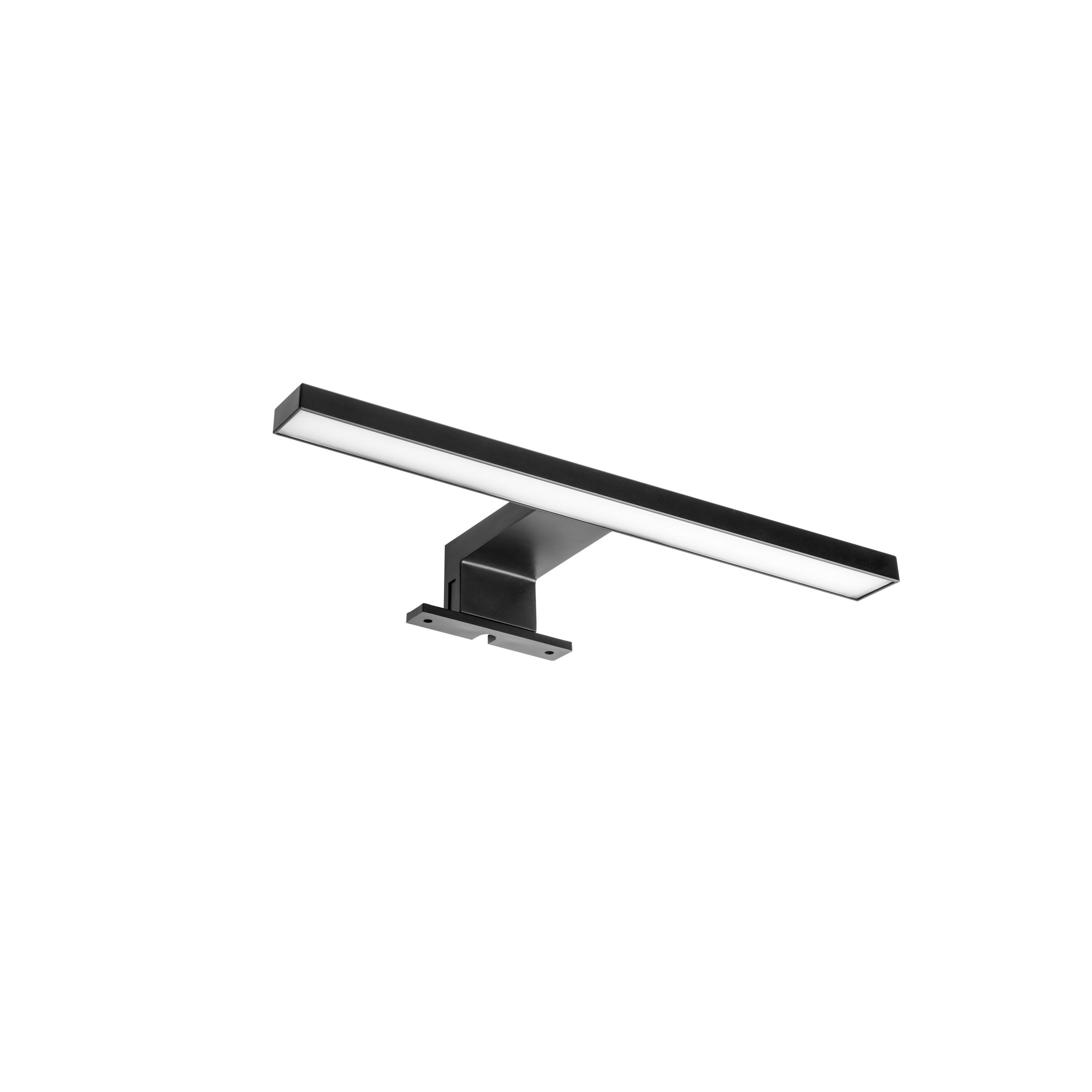 LED-STRAHLER Virgo für Badezimmerspiegel (AC 230V 50Hz), ohne Konverter, L300mm, kaltweißes Licht 6.000K, Kunststoff, Schwarz lackiert - Schwarz, Kunststoff (30/9.9/5cm) - EMUCA