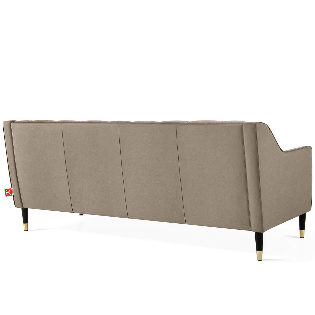 3-SITZER-SOFA NOMUS Velours, gesteppt, Beige - Wengefarben/Beige, Holz/Holzwerkstoff (192/78/80cm) - KONSIMO®