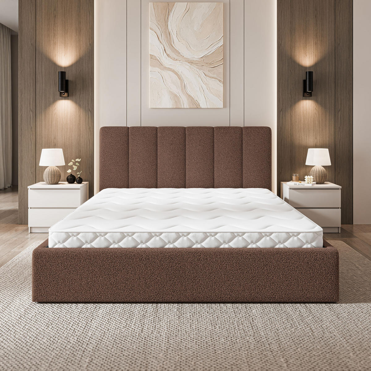 ČALOUNĚNÁ Postel NEMIS 160x200 cm Hnědá - hnědá, kompozitní dřevo/textil (160/200cm) - MASSENO