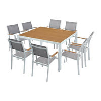 GARTENESSGRUPPE im Set - 8 -Sitzer - Textilene - weiß - MACILA - Weiß, Metall - Vente-Unique