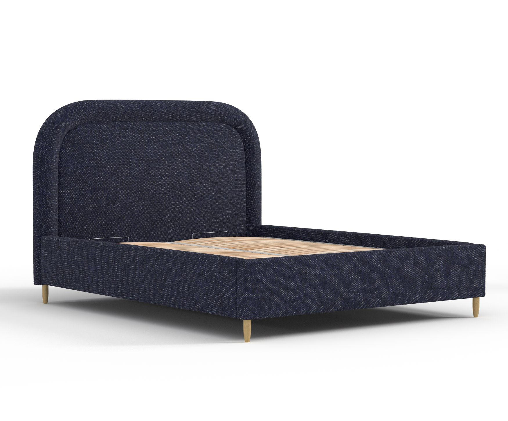 POLSTERBETT Mija Marineblau 160/200 cm im Chenille-Stoff - Naturfarben/Dunkelblau, Holz/Holzwerkstoff (160/200cm) - Maison de Reve