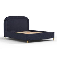 POLSTERBETT Mija Marineblau 160/200 cm im Chenille-Stoff - Naturfarben/Dunkelblau, Holz/Holzwerkstoff (160/200cm) - Maison de Reve