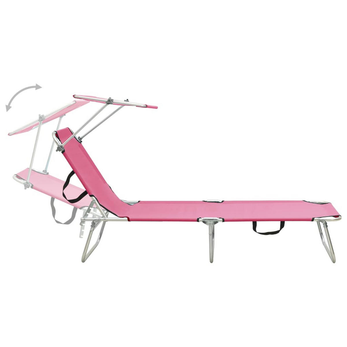 KLAPPLIEGE mit Sonnendach Rosa Aluminium - Pink, Textil (57.5/27/187cm) - furnicato