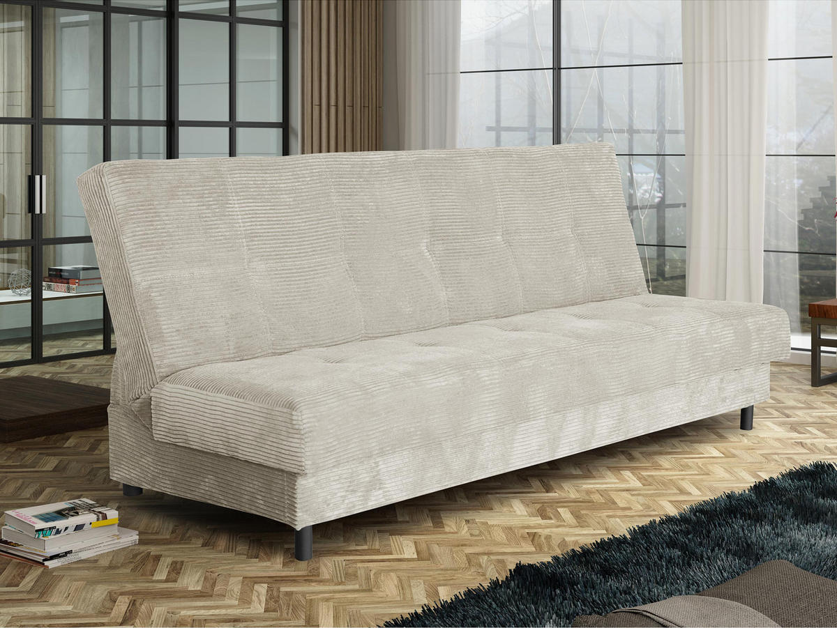 SCHLAFSOFA Enduro XIV Cord - Schwarz/Naturfarben, Holz/Kunststoff (195/90/85cm) - MIRJAN24
