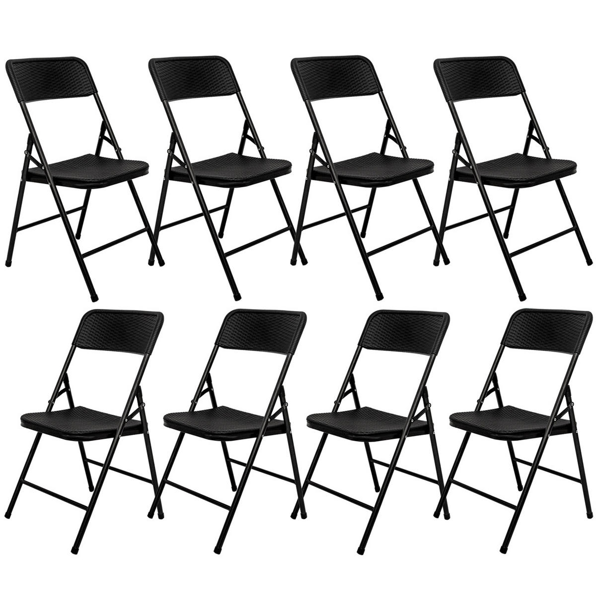 KLAPPSTÜHLE 8er Set in Rattan-Optik bis 150kg 50x46x83,5 cm - Schwarz, Kunststoff (50/83.5/46cm) - Amanka
