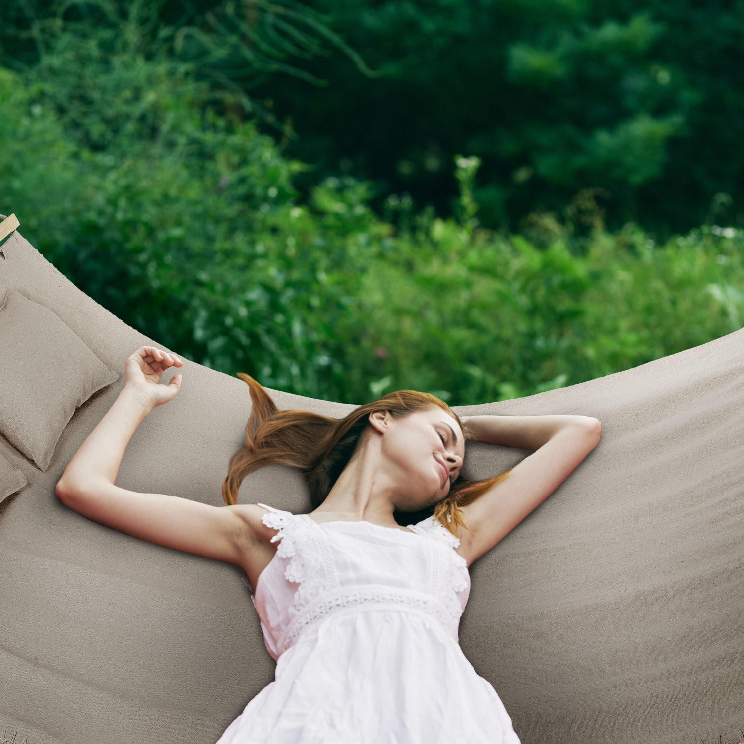 Thumbnail - Outtec Hängematte, Beige, Textil, 2-Sitzer, Rechteckig, 200x1x150 cm, Gartenmöbel, Hängematten