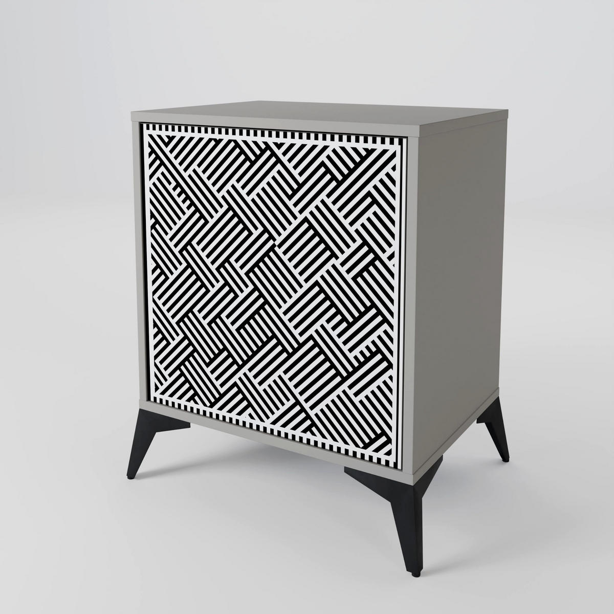 SIDEBOARD TEMPORARY SEQUENCE, Grau, 57,5x42x67,5 cm, Schwarze Metall-Rahmenfüße - Multicolor/Schwarz, Holzwerkstoff/Metall (57.5/67.5/42cm) - SpaceRebels