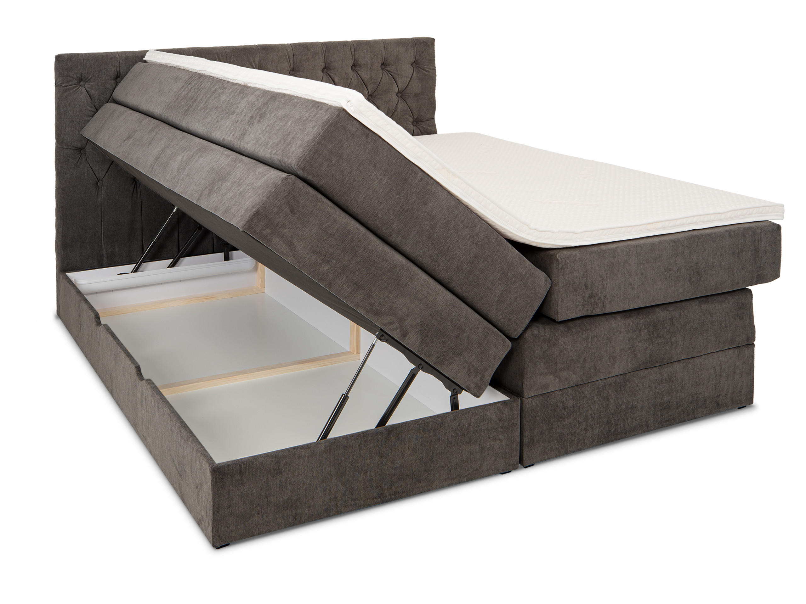 BOXSPRINGBETT Verona Anthrazit 160/200 cm H3/H4 Samt - Anthrazit, Textil (160/200cm) - wonello