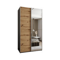 SCHWEBETÜRENSCHRANK 245,5/140/64 2-türig - Silberfarben/Schwarz, Holz/Metall (140/245/64cm) - Abiks Möbel