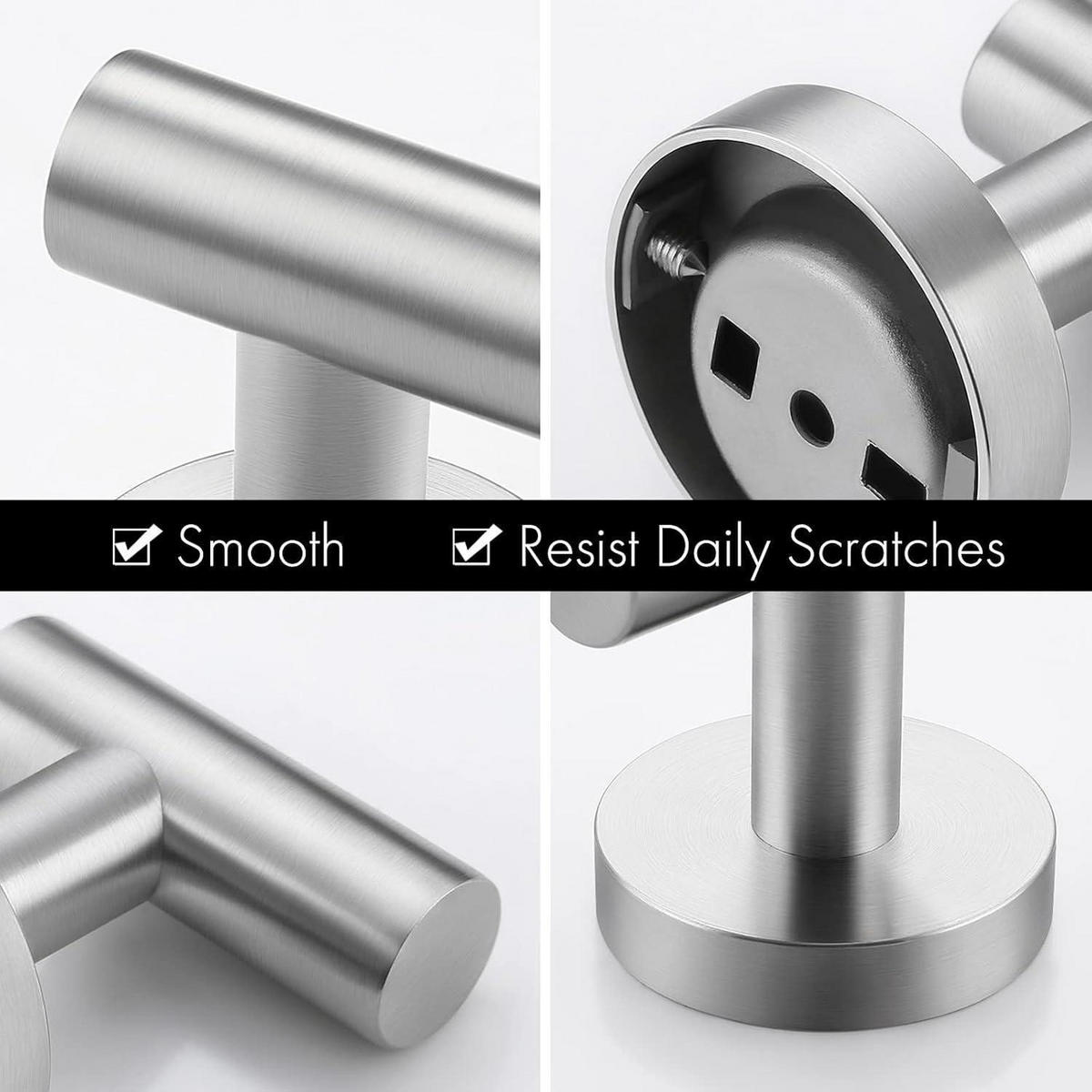 HANDTUCHHAKEN 2-teiliges Set Edelstahl gebürstet - Silberfarben, Metall (6.4/5.6/5cm)