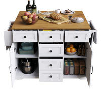 KÜCHENINSEL 147/93/44 cm Weiß aus MDF und Metall mit Klappfunktion - Weiß, Holzwerkstoff (44/93/147cm) - OKMYHOME