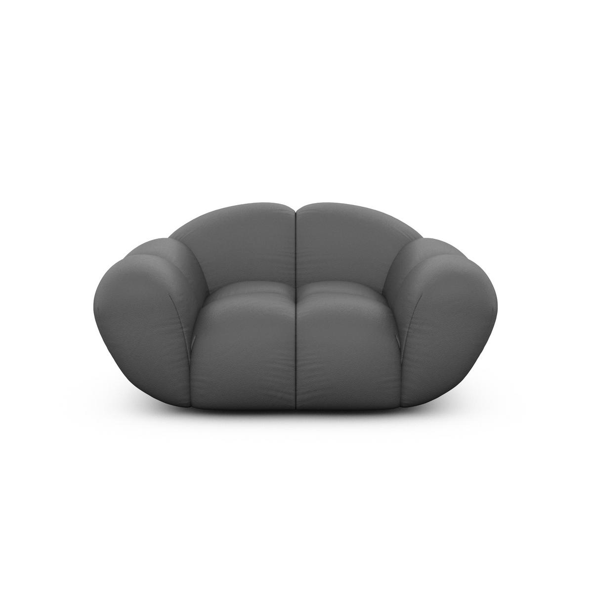 SESSEL Echtleder Dunkelgrau - Dunkelgrau, Leder (135/70/93cm) - VAROYAL