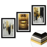 WANDBILDER 3er-Set - 20x30 cm Schwarzer Rahmen - Abstrakte Porträtmalerei - Schwarz, Kunststoff (20/30cm) - ArtPrintCave