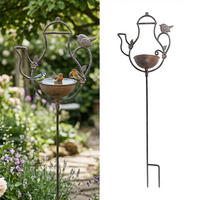 VOGELTRÄNKE Braun Gusseisen Teekannen-Design - Braun, Metall (27/86/13cm) - Relaxdays