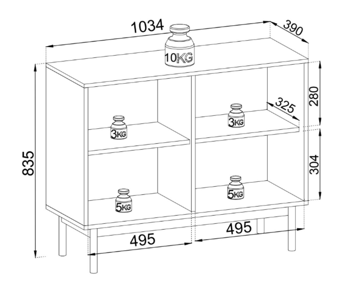 SIDEBOARD Japandies Greige 104 cm - Taupe/Schwarz, Holz/Holzwerkstoff (103.5/83.5/39cm) - Selsey