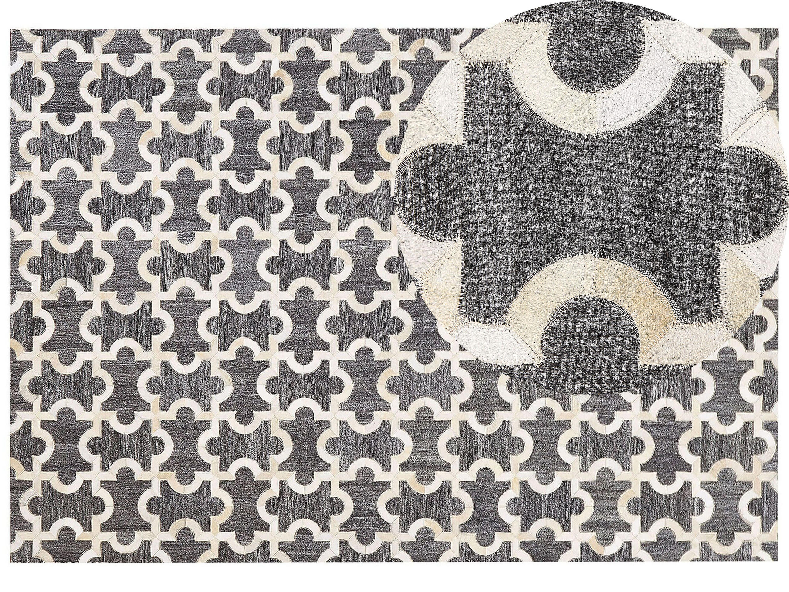 PATCHWORK-TEPPICH Yedisu 230/160 cm - Grau, Fell (160/230cm) - Beliani