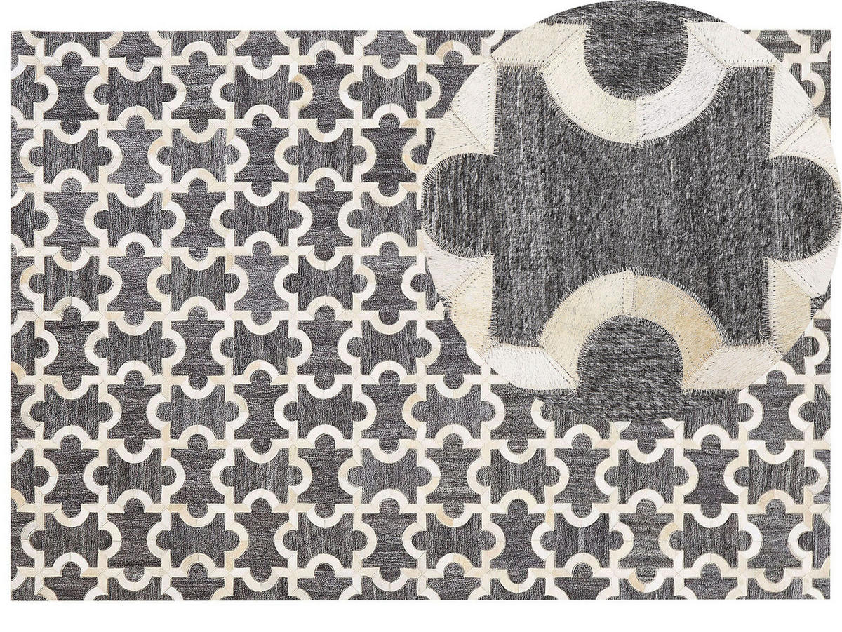 PATCHWORK-TEPPICH Yedisu 230/160 cm - Grau, Fell (160/230cm) - Beliani