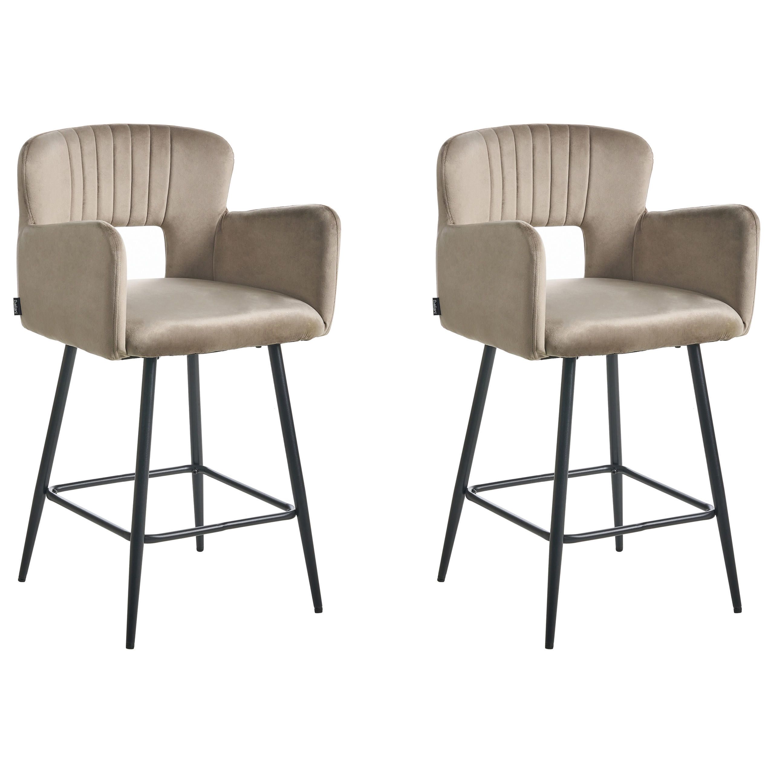 BARSTÜHLEN 2er-Set Taupe Sanilac - Taupe/Schwarz, Textil (51/91/44cm) - Beliani