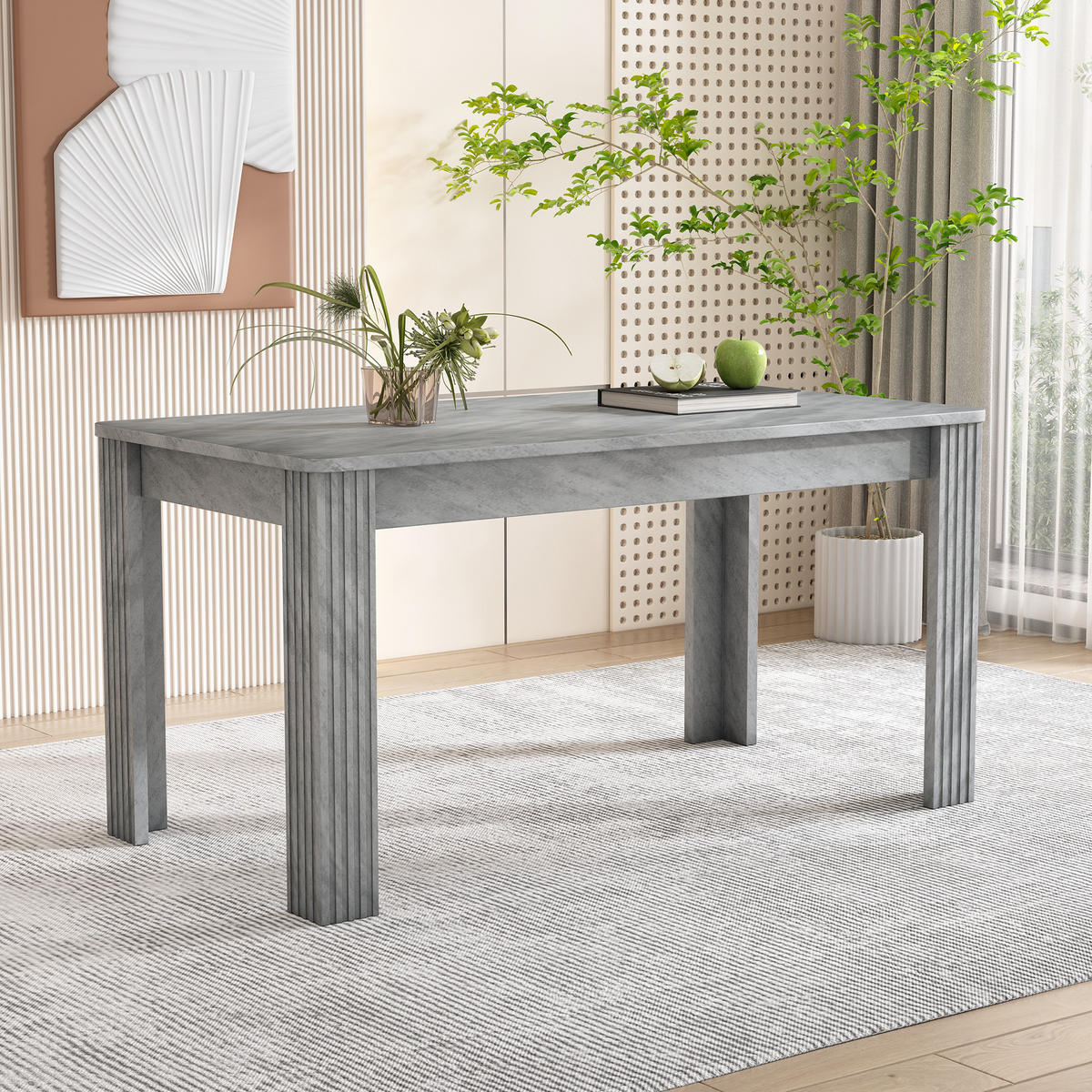 ESSTISCH 65x116x75 cm in Grau aus Spanplatte mit Holzmaserung, modern und stabil - Grau, Holzwerkstoff (65/116/75cm) - Modfu