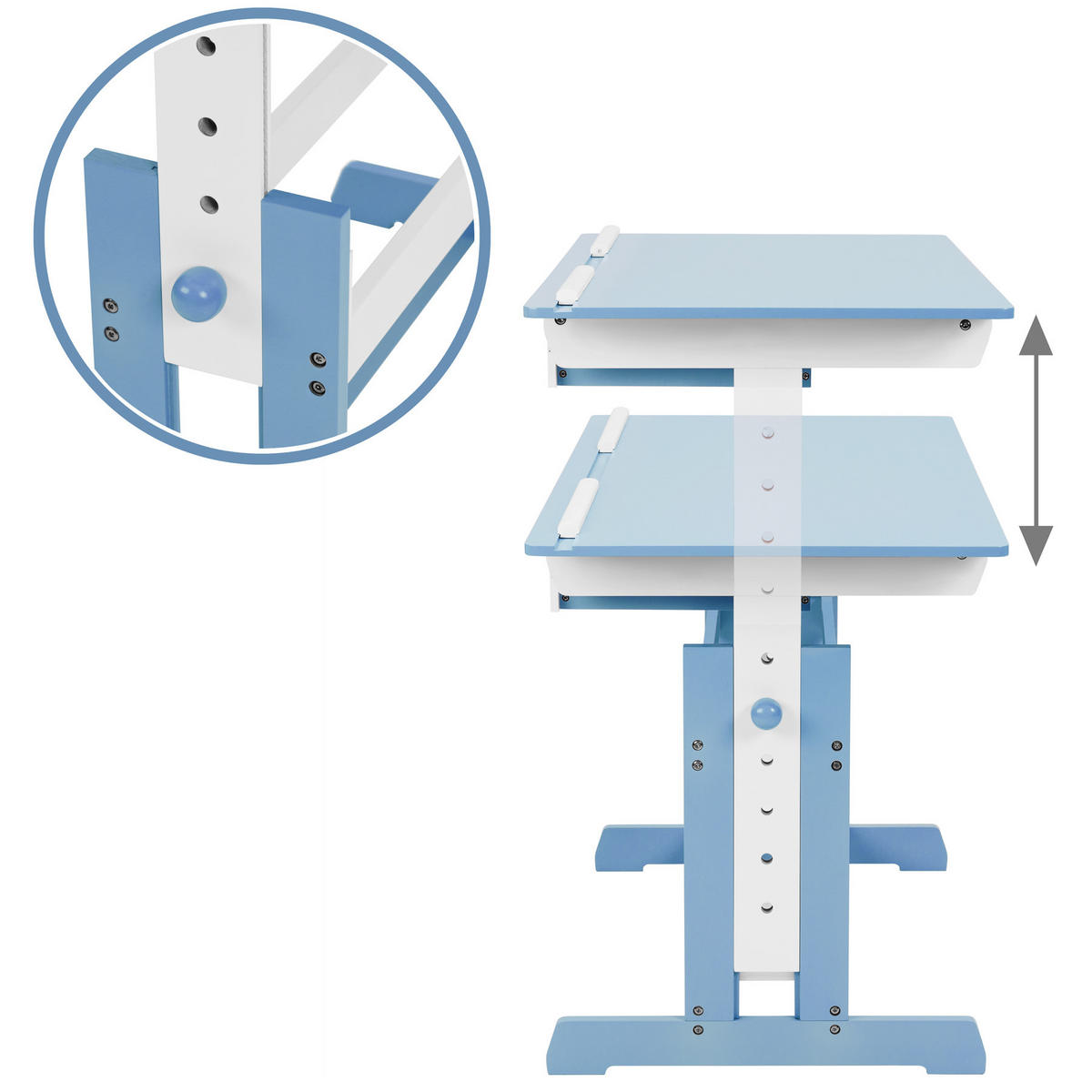 SCHREIBTISCH ,pflegeleicht,blau - Blau, Holz (55/94/109cm) - tectake
