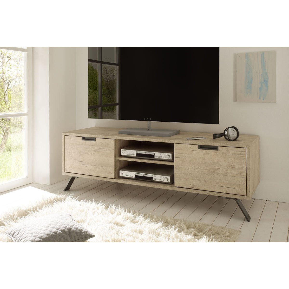 TV-MÖBEL mit 2 Türen L156 cm - Palma - Apfelbaumfarben, Holzwerkstoff (50/50.4/155.8cm) - Calicosy