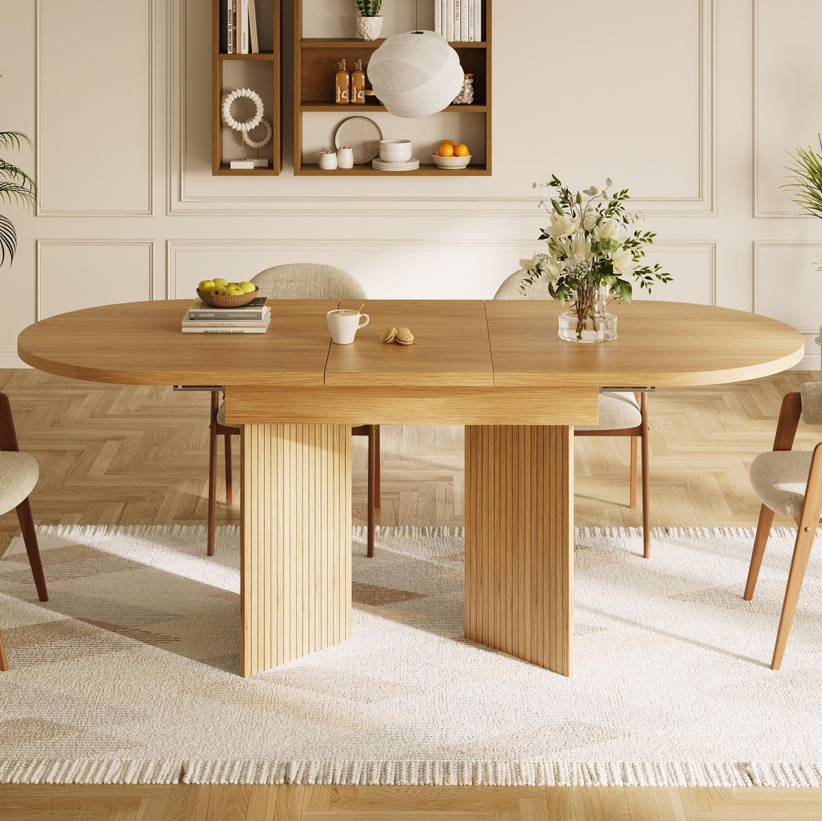 AUSZIEHTISCH 120-160/80/75 cm in Naturholzfarbe – platzsparend & flexibel - Hellbraun, Holzwerkstoff (120/80/75cm) - BEAOK