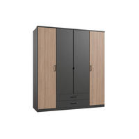 KLEIDERSCHRANK Fulda in Grafit und Multiplex 180x199x58 cm (BxHxT) – Drehtürenschrank 4 türig ohne Glasfront - Braun/Grau, Holzwerkstoff (120/200/80cm)