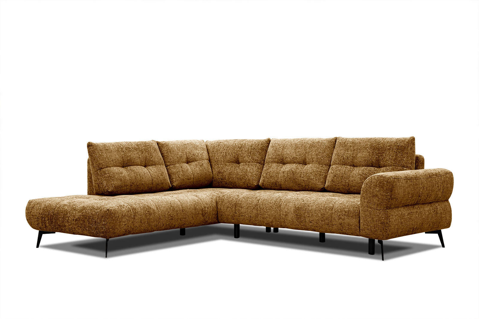 ECKSOFA SALVINI 5-Sitzer, dunkelgelb - Dunkelgelb/Schwarz, Holzwerkstoff/Textil (158/292cm) - Courtois Laville