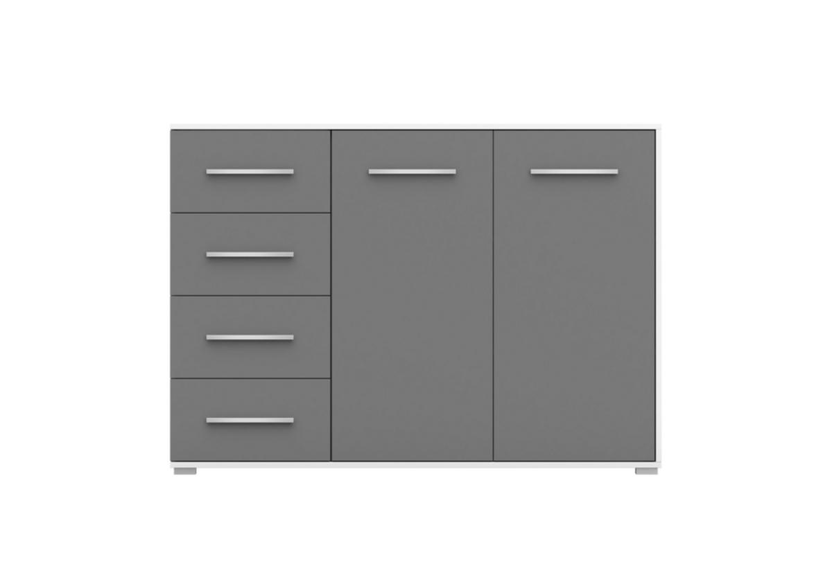 KOMMODE - Highboard IRYS 01 2D4S Weiß + Grau - Weiß/Grau, Holzwerkstoff (135/95/45cm) - Möblo