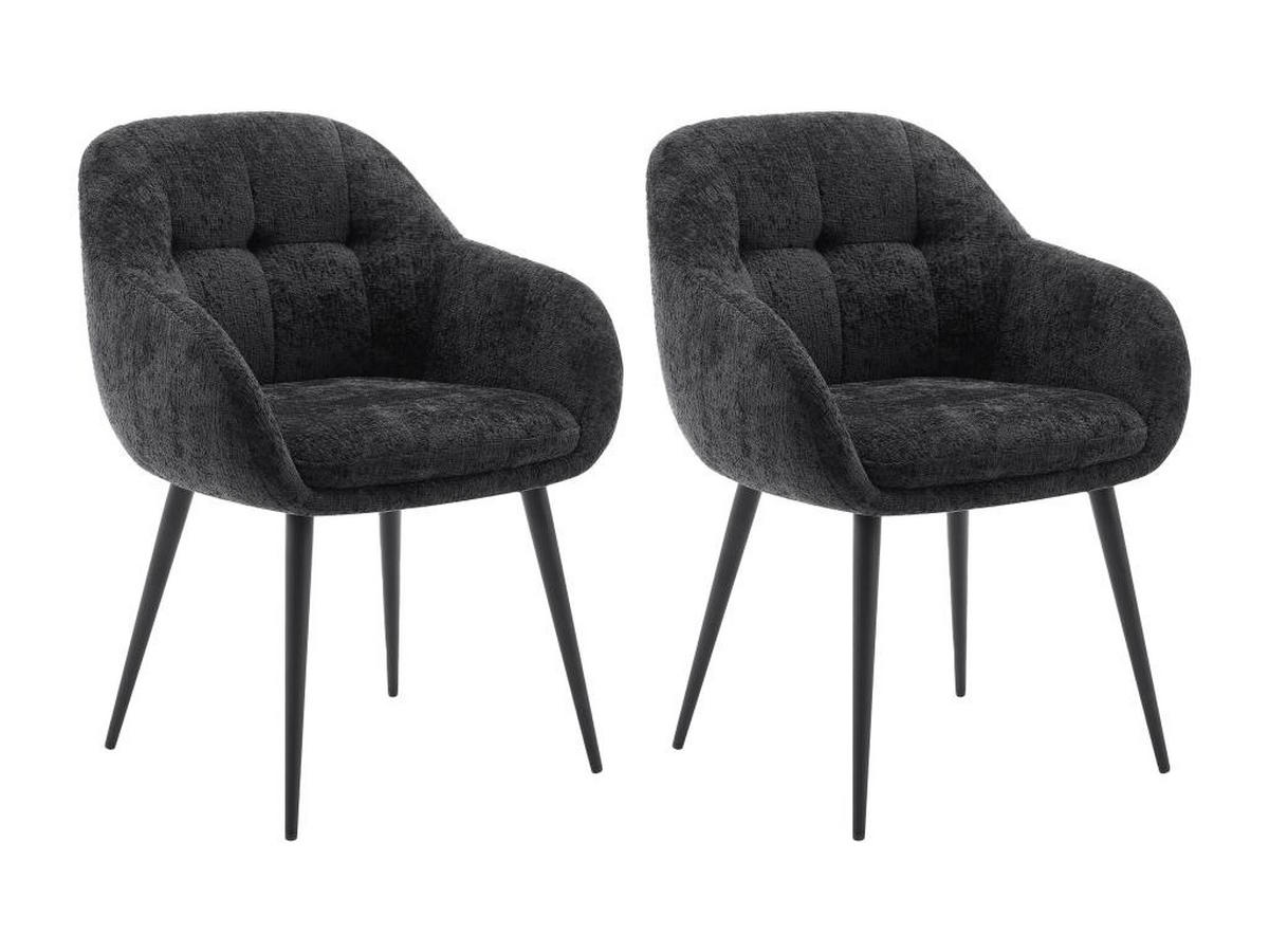 STUHL mit Armlehnen 2er-Set - Strukturstoff & Metall - Schwarz - LASSANDRA - Schwarz, Textil (59/81/59cm) - Pascal Morabito