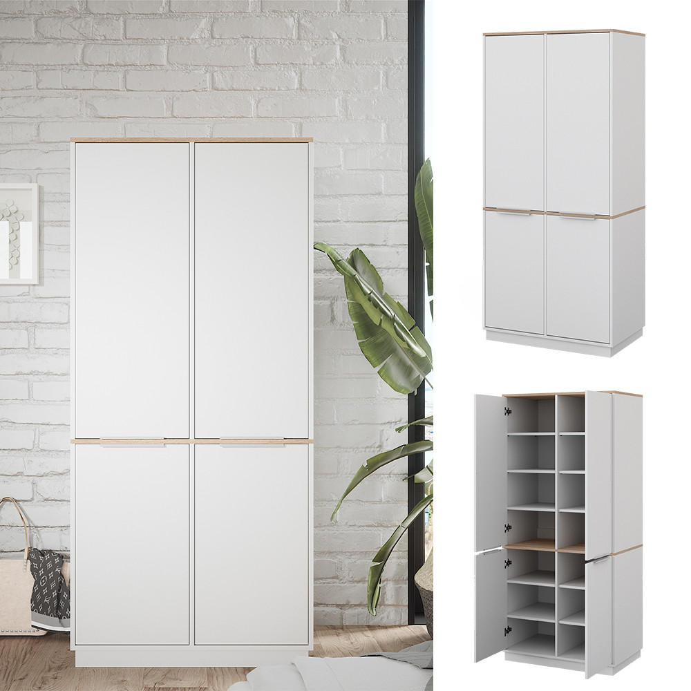 AKTENSCHRANK Betti Weiß 82 x 179 cm mit 6 Regale - Weiß/Sonoma Eiche, Holzwerkstoff (82/179/50cm) - Vicco