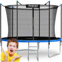 GARTENTRAMPOLIN 8 ft/252 cm mit Innennetz und Leiter - Blau, Metall (252/252cm)