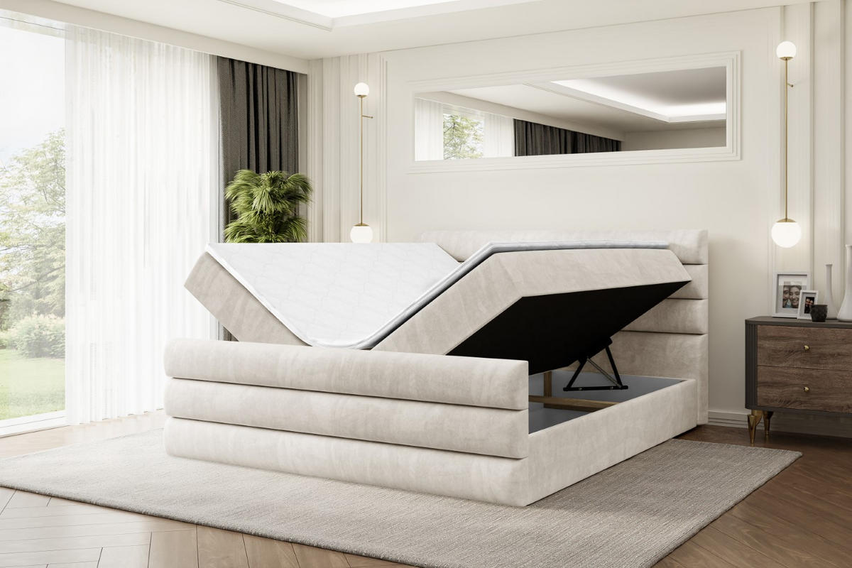 BOXBETT CELESTIA-Z - 160x200 cm - H3 - Ecru - Ecru, Holzwerkstoff (160/200cm) - ALTDECOR