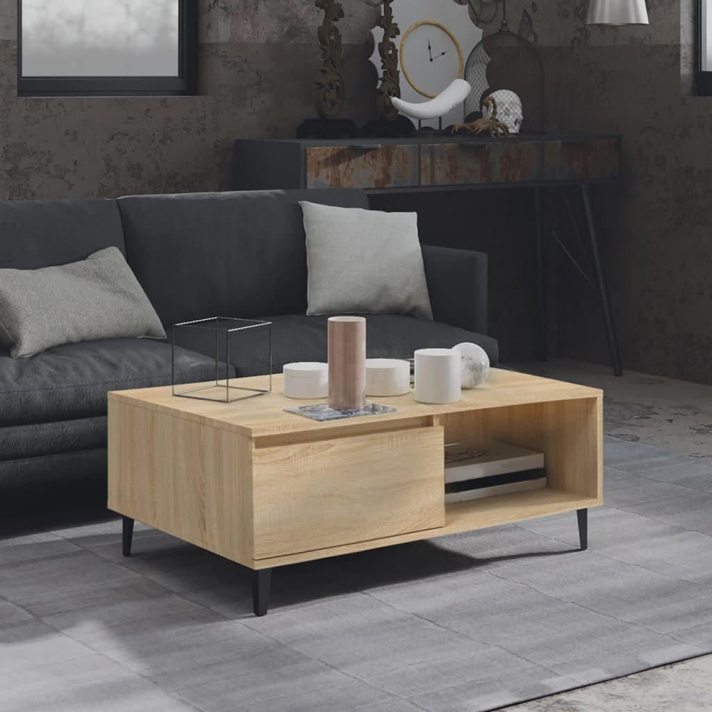 COUCHTISCH Sonoma-Eiche 90x60x35 cm Holzwerkstoff - Hellbraun, Holzwerkstoff (60/90/35cm) - furnicato