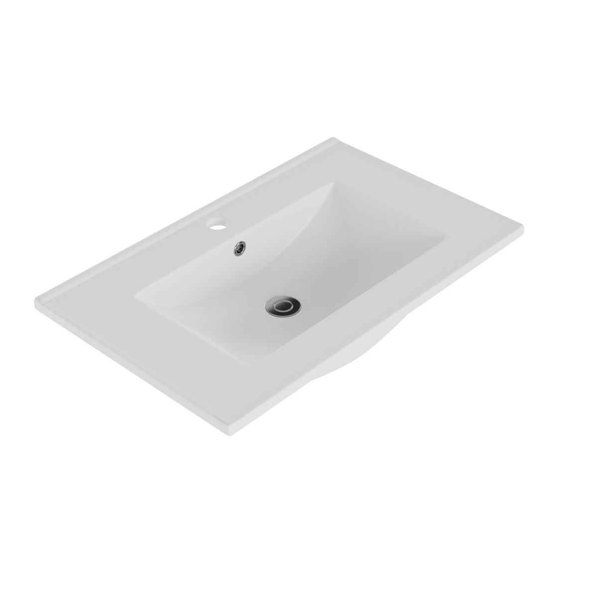 WASCHTISCHKOMBI 76/46/88 cm Natur aus Keramik und MDF mit Klappfach und Soft-Close-Türen - Naturfarben, Keramik (76/88/46cm) - OKWISH