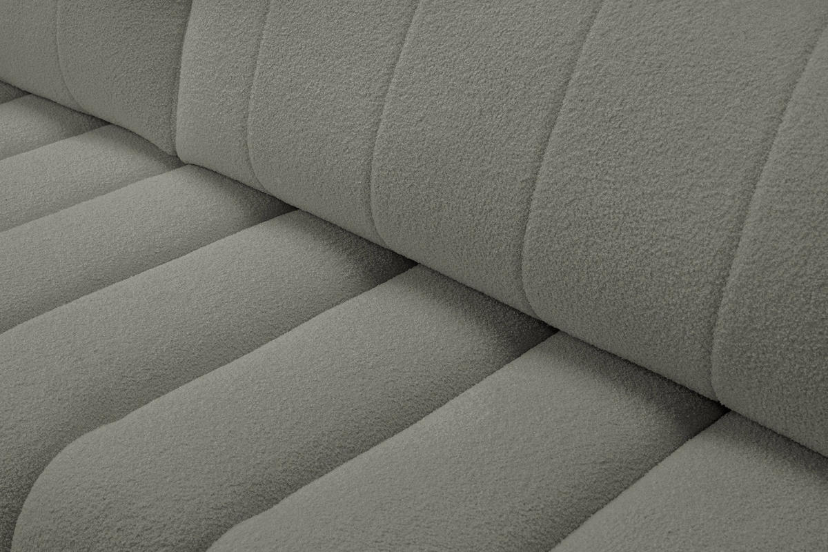 ECKSOFA GIOIA L-S Grau Boucle-Stoff mit Schlaffunktion - Grau, Holz (276/176cm) - MASSENO