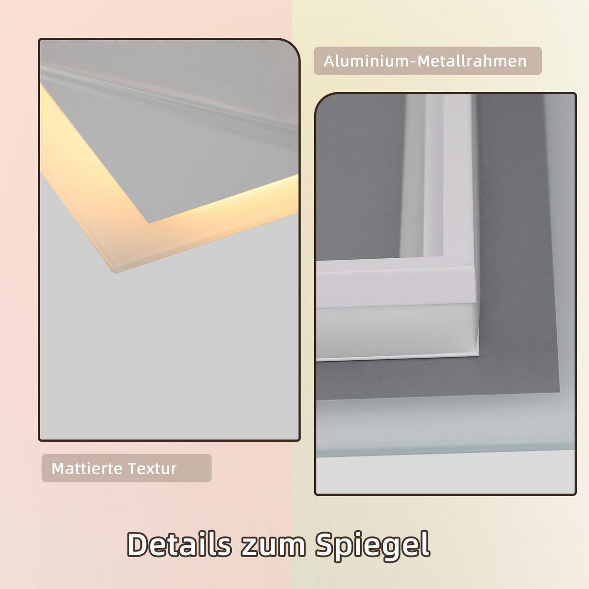 BADEZIMMERSPIEGEL Reddy mit LED-Leuchte 100/60 cm - Weiß, Glas (100/2.9/60cm) - Nettlife