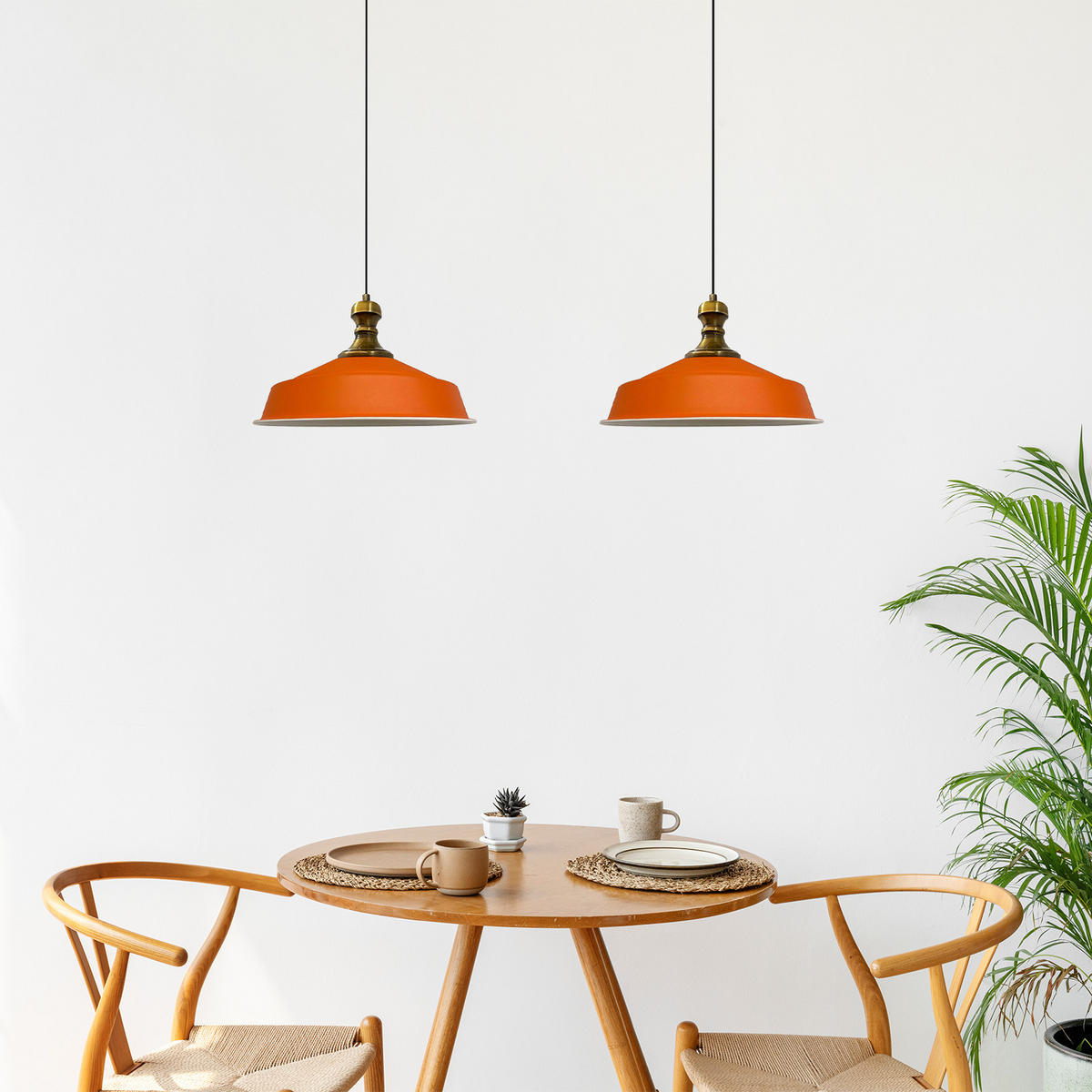 PENDELLEUCHTE Asletl 2 Flammig 40/36 cm - Weiß Hochglanz/Orange, Metall (36/40/28cm) - Bamyum