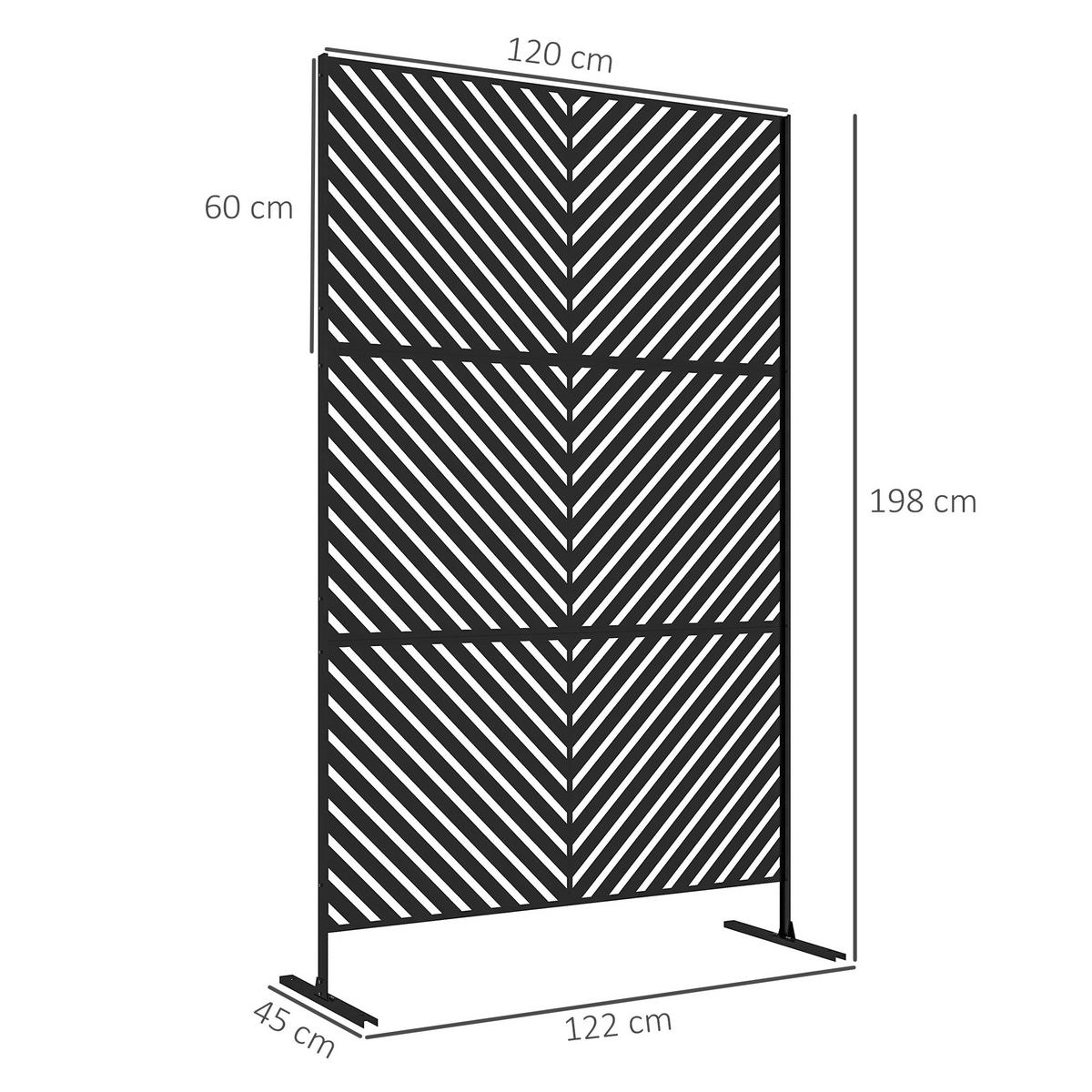SICHTSCHUTZ Schwarz 122.0/45.0/198.0 cm - Schwarz, Metall (45/198cm)