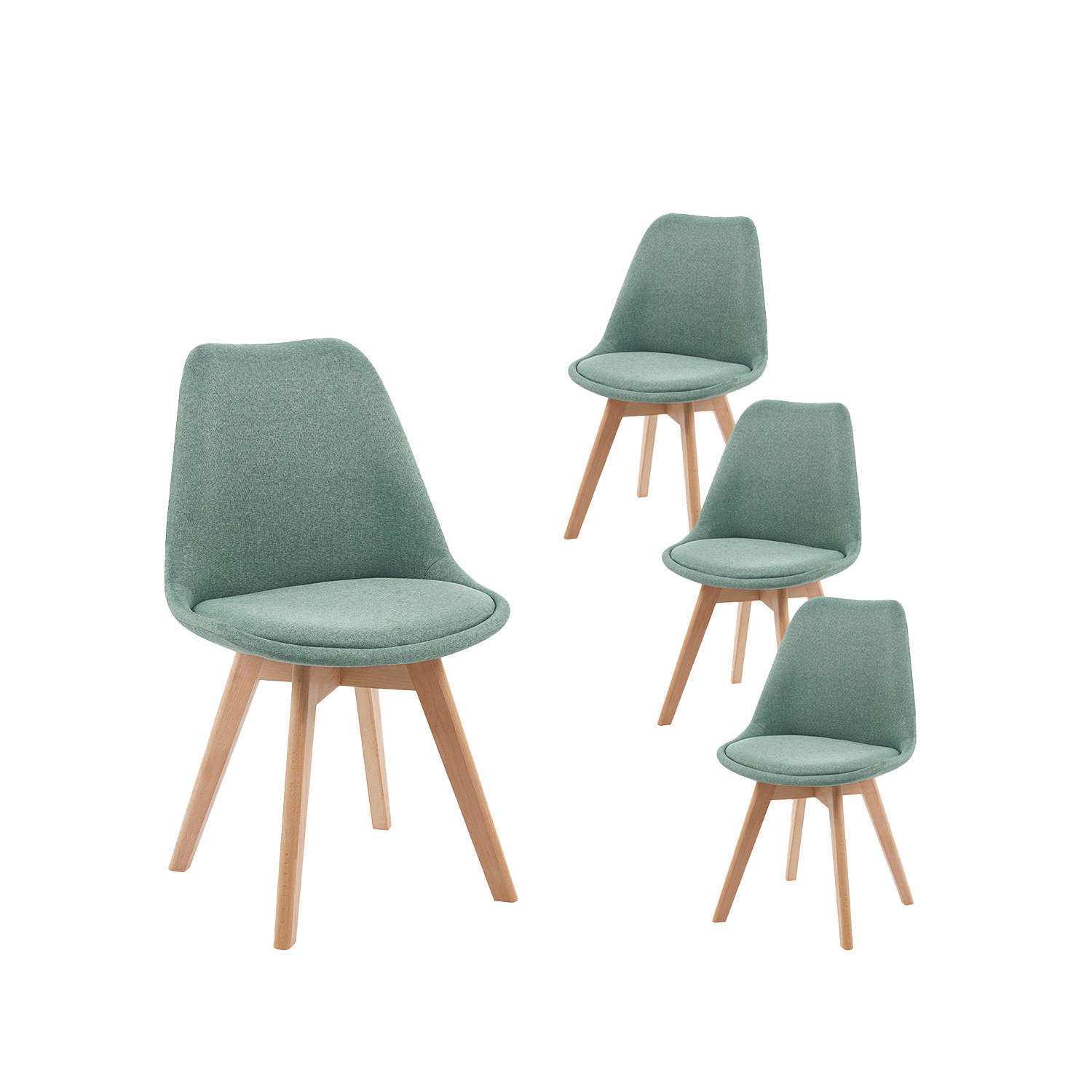 ESSZIMMERSTUHL Kler Grün 49 cm x 82 cm 4er-Set - Grün, Textil (49/82/54cm) - Klast Home