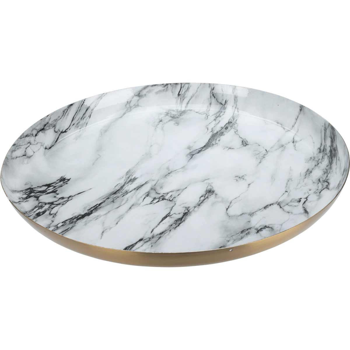 DEKOTELLER weiße Marmor-Optik 28/28/2,5 cm - Weiß, Metall (28/2.5cm) - Home Styling Collection