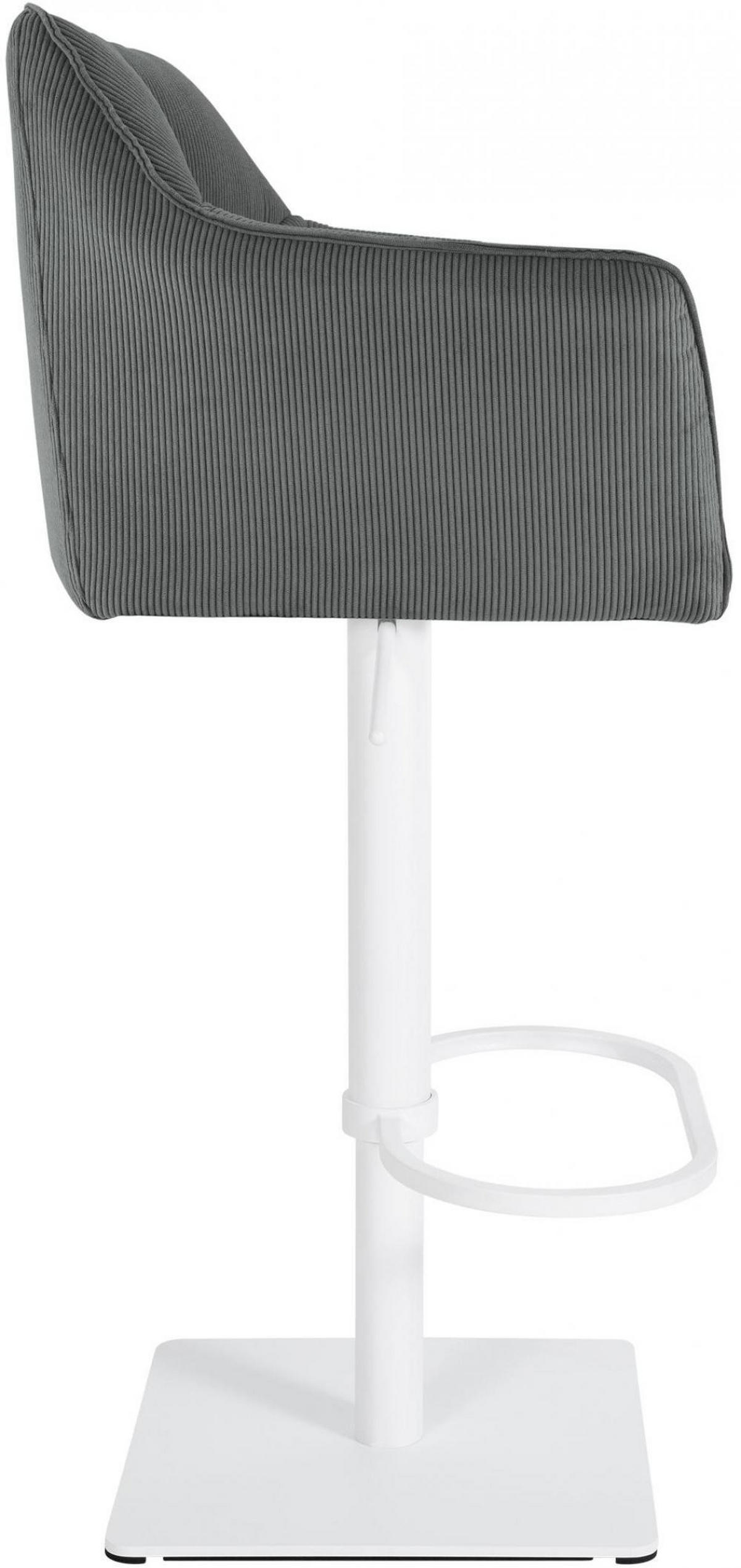 BARHOCKER Cord Grau - Weiß/Grau, Textil/Metall (64/88/45cm) - CLP