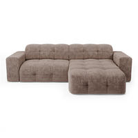 ECKSOFA RECHTS geprägter Samt taupe 230cm - Taupe, Textil (155/230cm) - Sia Home