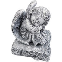 STEINFIGUR Engel auf Fels sitzend, massiver Steinguss, Frostfest - Grau, Stein (17/23/18cm) - stoneandstyle