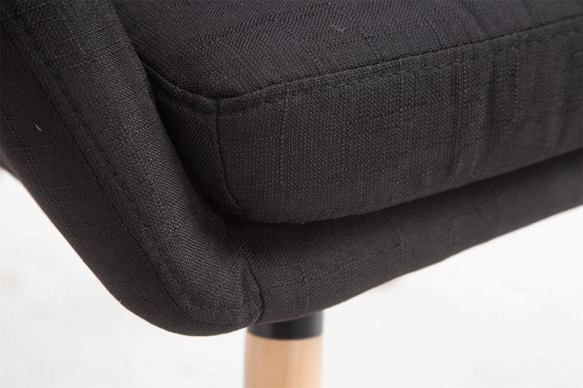 ARMLEHNENSTUHL Stoff schwarz - Eukalyptusholzfarben/Schwarz, Holz/Textil (67/93/58cm) - CLP