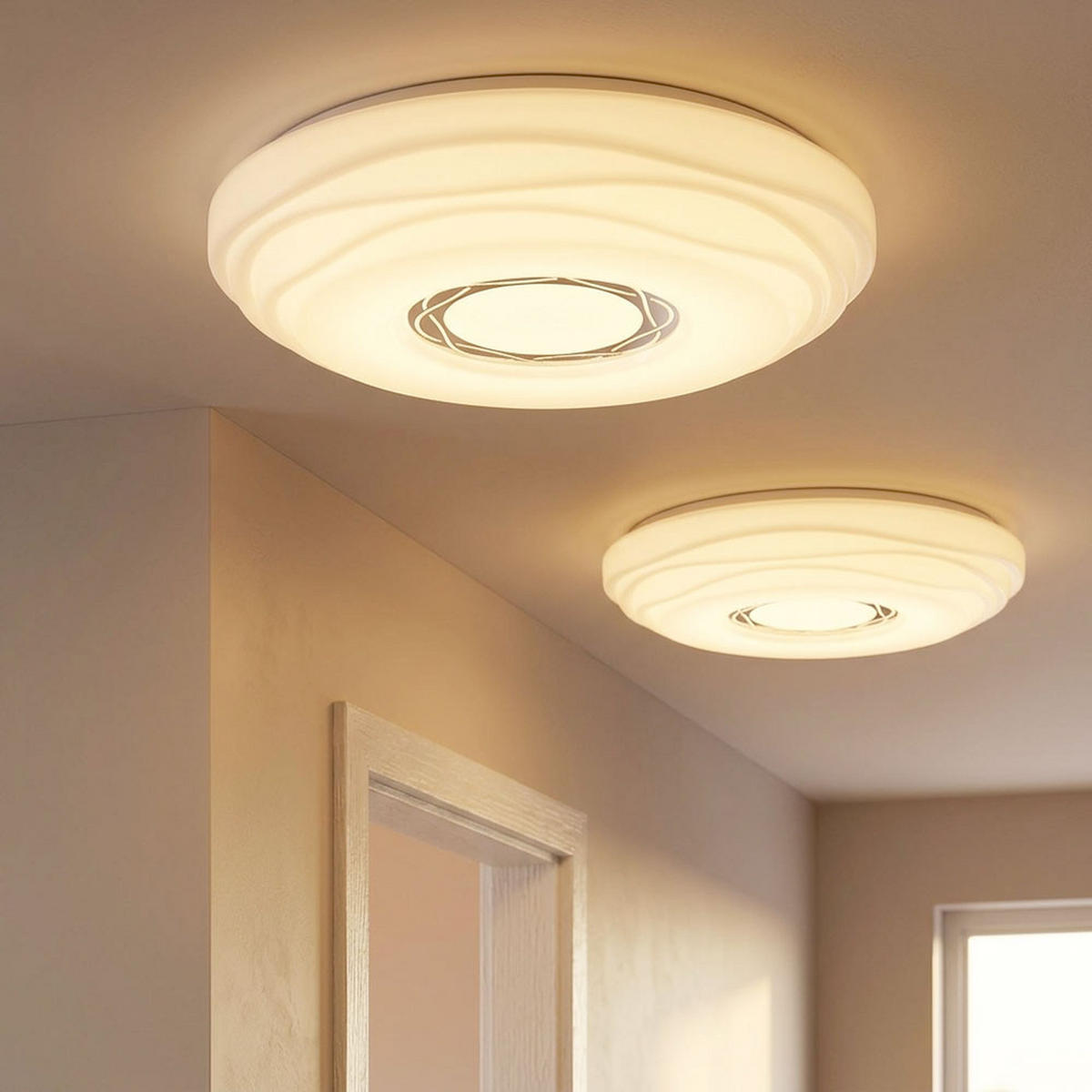 LED DECKENLEUCHTE MALIK Metall Weiß 2er Set - Weiß, Metall (34/34/9cm) - Globo Lighting
